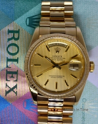 Rolex Day-Date President 18k Yellow Gold Mens Watch & Box Tapestry Dial 18238