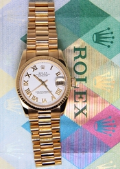 Rolex Datejust President 18k Yellow Gold White Dial Midsize Ladies Watch 68278