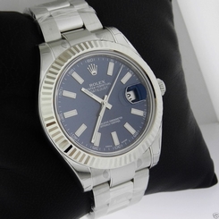 ROLEX MENS DATEJUST II BLUE 18K GOLD AUTOMATIC SWISS 41mm WATCH 116334 R: $9100 683498458203