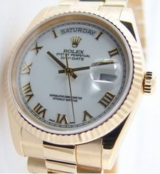 Rolex Mens President 36mm 18k Yellow Gold White Roman 118238 WATCH CHEST