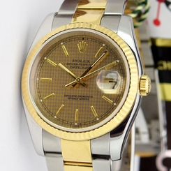 Rolex Datejust Yellow Gold Steel Houndstooth Dial 116233 Oyster WATCH CHEST