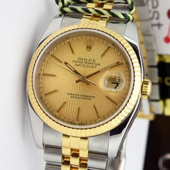 Rolex Datejust Yellow Gold Steel Champagne Tapestry 116233 Jubilee WATCH CHEST