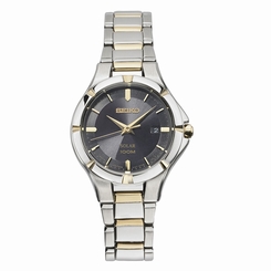 Seiko SUT316 BRAND NEW Women's SOLAR Analog Black Dial Two-tone Stainless Watch