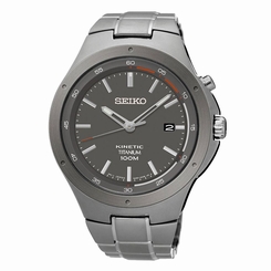 NEW MEN'S SEIKO KINETIC 100M FULL TITANIUM ANALOG POWER RESERVE WATCH SKA713P1