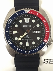Seiko Mens SRP779 Turtle 45mm Automatic Black Dial Rubber Watch, SRP777