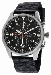 Seiko Men's SNDA57 Chronograph Black Dial Black Canvas Band Watch 4954628098139
