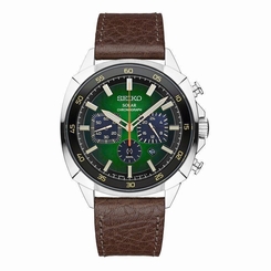 NEW Seiko SSC513 Recraft Solar 100M Water Resist Green Dial Brown Band