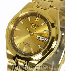 Seiko 5 Auto Gold Tone Face and Bracelet Day and Date SNKG26J1