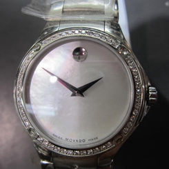 MOVADO MEN'S WATCH QUARTZ ALL S/S SAPPHIRE DIAMOND ORIGINAL SWISS 0605906 NEW