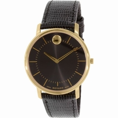 NIB MOVADO BOLD 0606847 Swiss Quartz Dress Watch Black Leather Band $1195