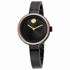 Movado Bold 3600283 Womens Black Dial Quartz Watch with Stainless Steel Strap