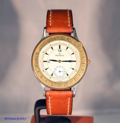 MOVADO Vintage ESQ Two-Tone 18k Yellow Gold Bezel Stainless Steel Men's Watch