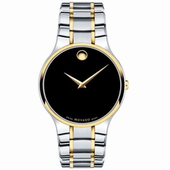 Movado Serio 606901 Mens Black Dial Quartz Watch with Stainless Steel Strap