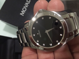 MOVADO MEN'S WATCH QUARTZ DIAMOND ALL S/S SAPPHIRE ORIGINAL SWISS BLUE Used