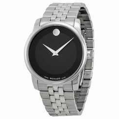 Movado 0606504 Mens Black Dial Analog Quartz Watch with Stainless Steel Strap 885997007511