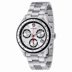 MOVADO 2600132 CHRONO 800 SILVER SUNBURST DIAL STAINLESS STEEL SWISS MOVEMENT!