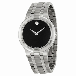 Movado 0606203 Mens Black Dial Quartz Watch with Stainless Steel Strap
