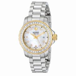 Movado 2600121 Womens White Dial Quartz Watch with Stainless Steel Strap