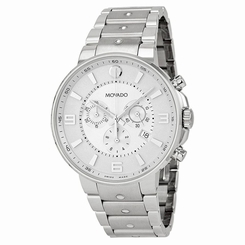Movado 0606760 Mens Silver Dial Analog Quartz Watch with Stainless Steel Strap