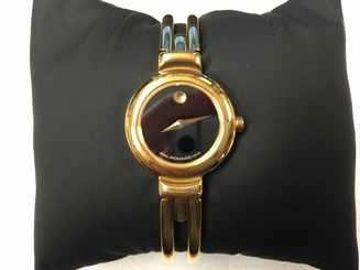 Genuine Movado Swiss Women's Watch Gold Tone Black Dial Water Resist 88 A1 809 A
