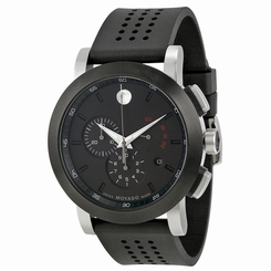 Movado Museum 0606545 Mens Black Dial Analog Quartz Watch with Rubber Strap 722631418473
