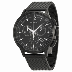 Movado 0606804 Mens Black Dial Analog Quartz Watch with Stainless Steel Strap 885997111966