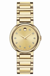 Movado Concerto Yellow Gold-plated Swiss Quartz Women's Watch W Diamonds 0606791