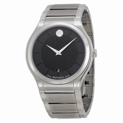 Movado 0606478 Mens Black Dial Quartz Watch with Stainless Steel Strap