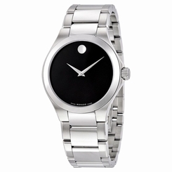 Movado 0606333 Mens Black Dial Quartz Watch with Stainless Steel Strap
