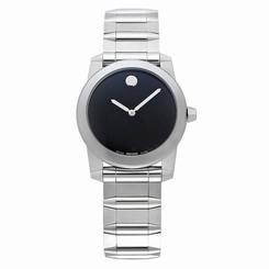 Movado MV0605808 Mens Black Dial Analog Quartz Watch with Stainless Steel Strap