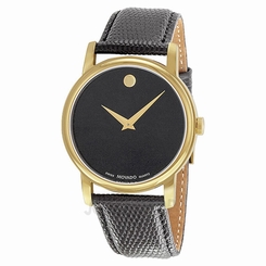 NEW Movado 2100005 Mens Museum Stainless Steel Watch Black Leather Diamond Watch 885997007498