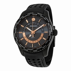 Movado Series 800 Gray Dial Black Leather Strap Mens Watch 2600118