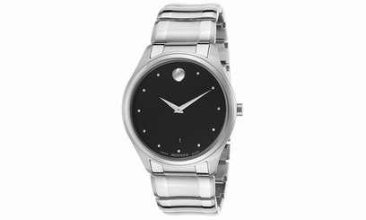 Movado Men's Luno Stainless Steel Watch - Black Dial/Silver-tone Band