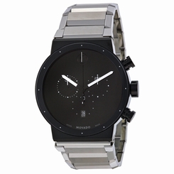 Movado Synergy Chronograph Black Dial Stainless Steel Mens Watch 0606800