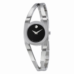 Movado Amorosa Stainless Steel Black Dial Ladies Watch 0606394