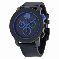 Movado Bold Chronograph Navy Blue Dial Blue Leather Mens Watch 3600349