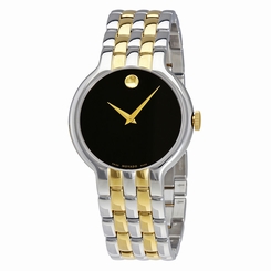 Movado Veturi Black Dial Mens Two- Tone Watch 0606932
