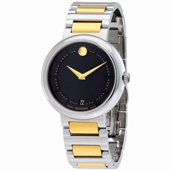 Movado Concerto Black Dial Two-Tone Stainless Steel Bracelet Mens Watch 0606588