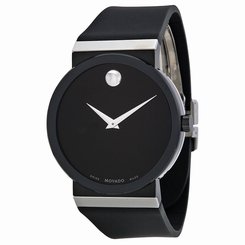 Movado Sapphire Synergy Black Dial Black Rubber Mens Watch 606780