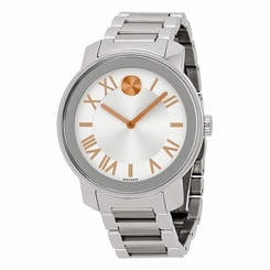 Fake AAA Movado Bold Silver Dial Stainless Steel Unisex Watch 3600196 Watch