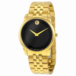 Movado Museum Classic Black Dial Stainless Steel Yellow PVD Mens Watch 0606997