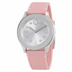 Movado Bold Silver Dial Pink Silicone Ladies Watch 3600414