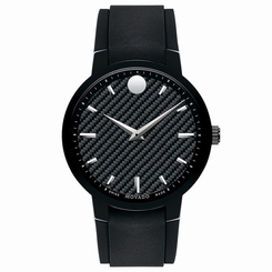 Movado 0606849 Gent's Black Carbon Fiber Dial Black Band Watch