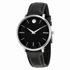 Movado Ultra Slim Black Sunray Dial Ladies Watch 0607090