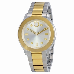 Movado Bold Silver Dial Two Tone Stainless Steel Ladies Watch 3600418