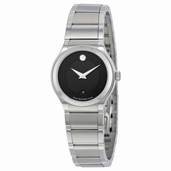 Movado Quadro Black Dial Stainless Steel Ladies Watch 0606493