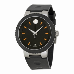 Movad Sport Edge Black Dial Rubber Strap Mens Watch 0606926