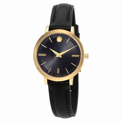 Movado Ultra Slim Black Dial Ladies Watch 0607095