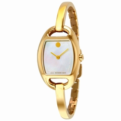 Movado Museum Mother of Pearl Dial Gold-Tone Steel Bangle Ladies Watch 0606608