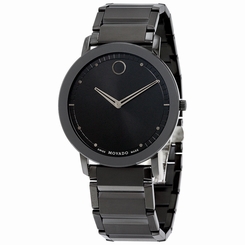 Movado Sapphire Black Dial Black PVD Stainless Steel Mens Watch 0606882